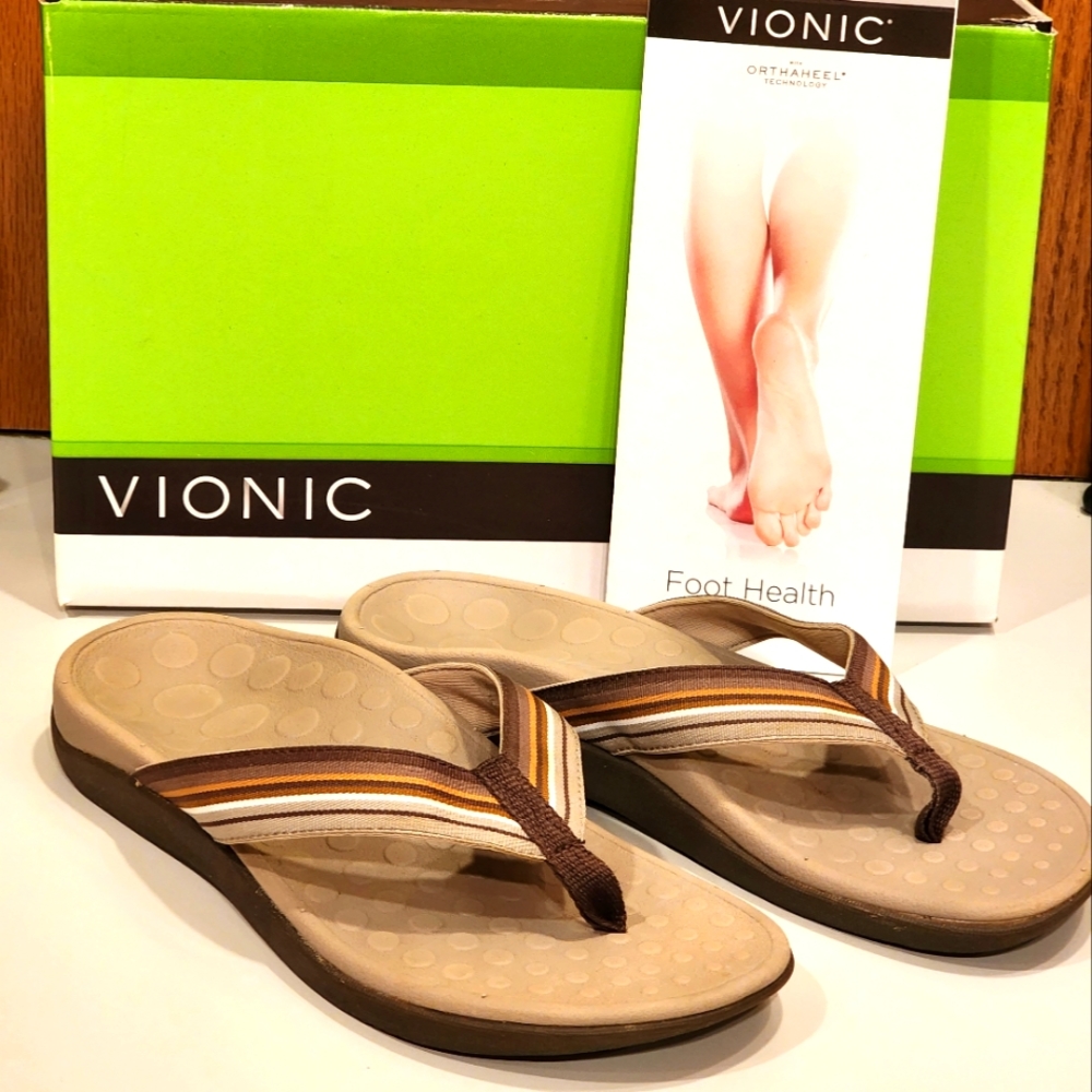 Vionic Thong Sandals with Orthaheel Technology, US Size 6.5M (EU 37).